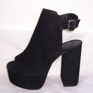 WINDSOR SMITH Black Suede Open Toe Platform Sandals Shoes Slingbacks 40/9